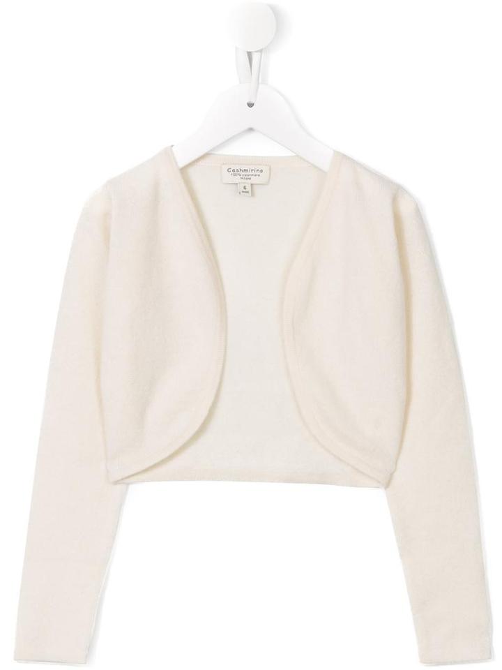 Cashmirino - Cropped V-neck Cardigan - Kids - Cashmere - 3 Yrs, Nude/neutrals