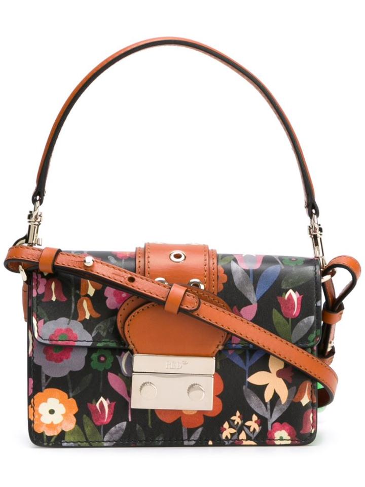 Red Valentino Floral Print Shoulder Bag, Women's, Black
