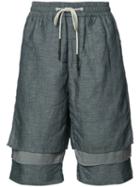 Mostly Heard Rarely Seen Layered Shorts, Men's, Size: Large, Grey, Linen/flax/nylon