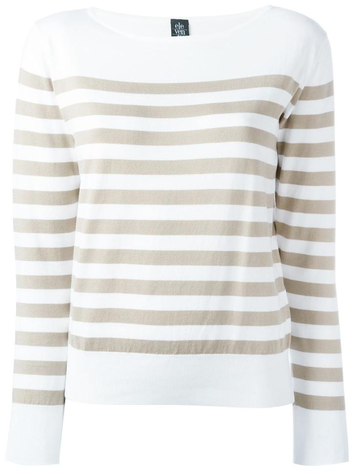 Eleventy Striped 3/4 Sleeve Jumper