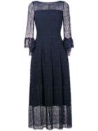 Talbot Runhof Lace Flared Midi Dress - Blue