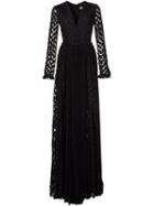 Maria Lucia Hohan Polka Dot Maxi Dress, Women's, Size: 38, Black, Nylon/spandex/elastane