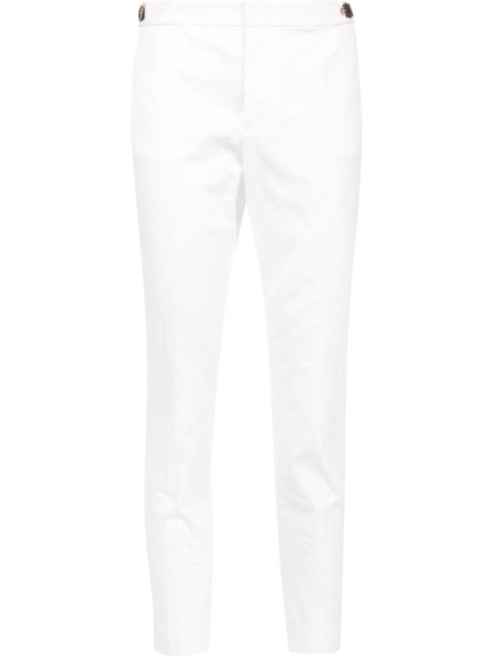 Dsquared2 Side Button Fastening Trousers, Women's, Size: 40, White, Cotton/spandex/elastane