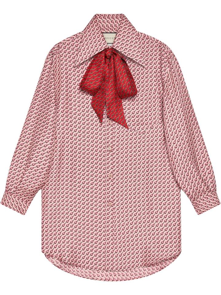 Gucci Silk Top With Stirrups Print - Pink
