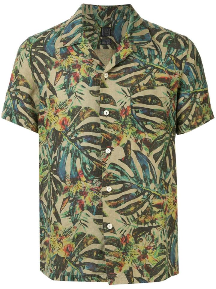 120% Lino Palm Leaf Shirt - Green