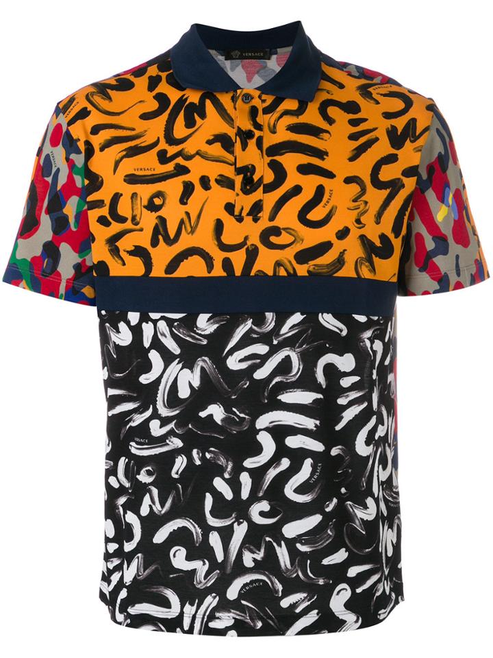 Versace Printed Button Polo Shirt - Multicolour