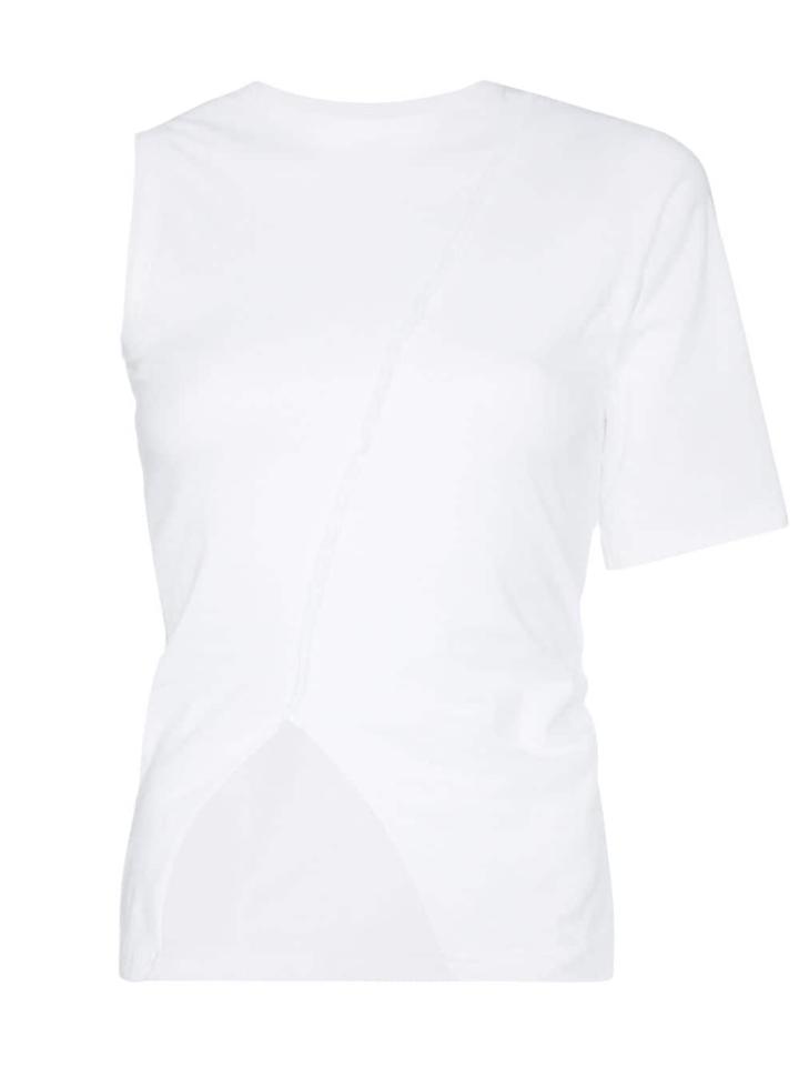Faith Connexion High Neck Ruched Asymmetric T-shirt - White
