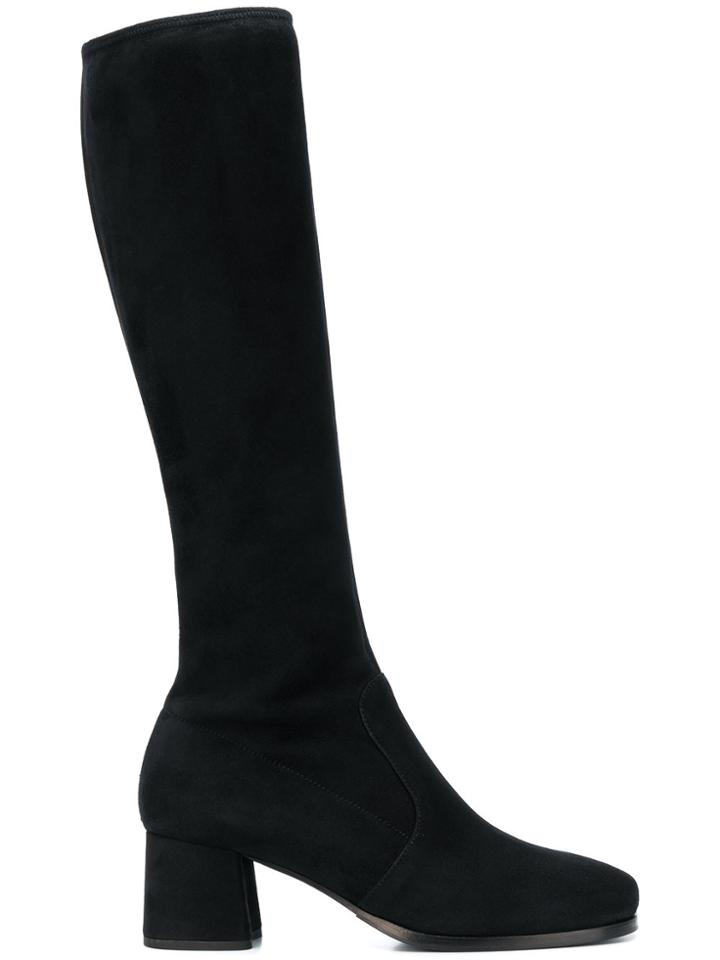 Prada Mid-heel Knee Boots - Black