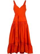 Proenza Schouler Sleeveless Tiered Cotton Poplin Dress - Orange