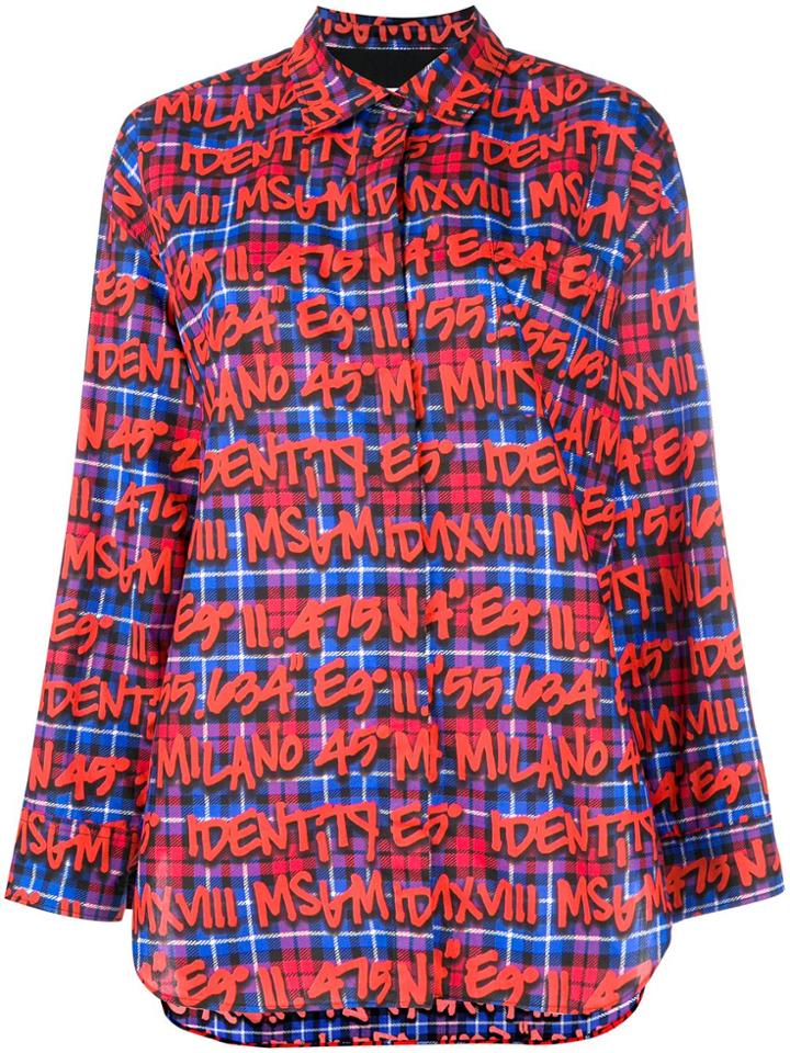 Msgm Graffiti Print Shirt - Red