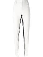 Cédric Charlier Stripe Detail Trousers, Women's, Size: 40, White, Polyester/rayon/other Fibers