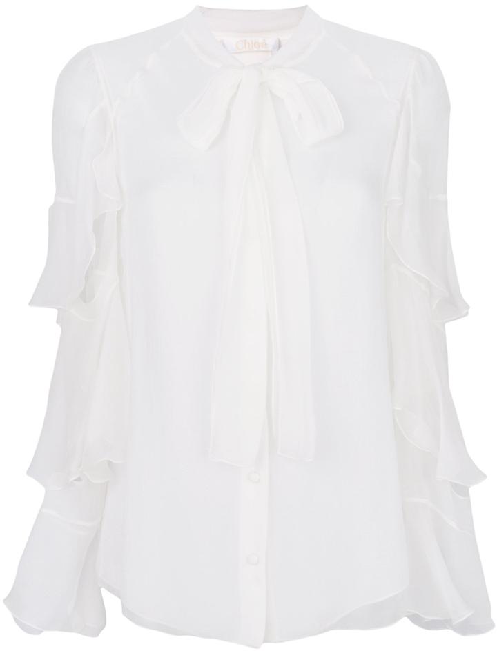 Chloé Frill Sleeve Blouse - White