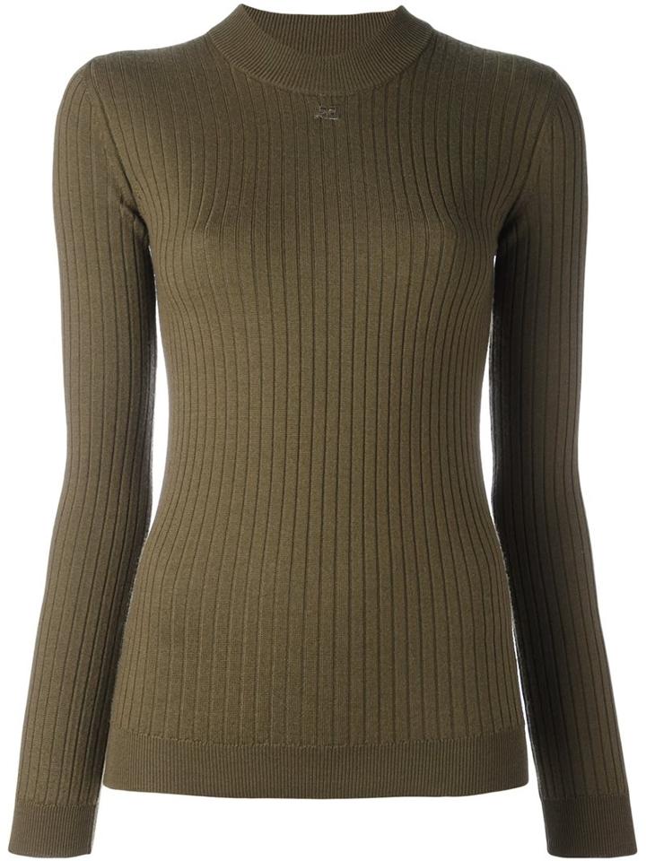 Courrèges Ribbed Sweater, Women's, Size: 2, Green, Merino