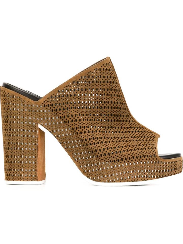 Premiata Perforated Chunky Heel Mules