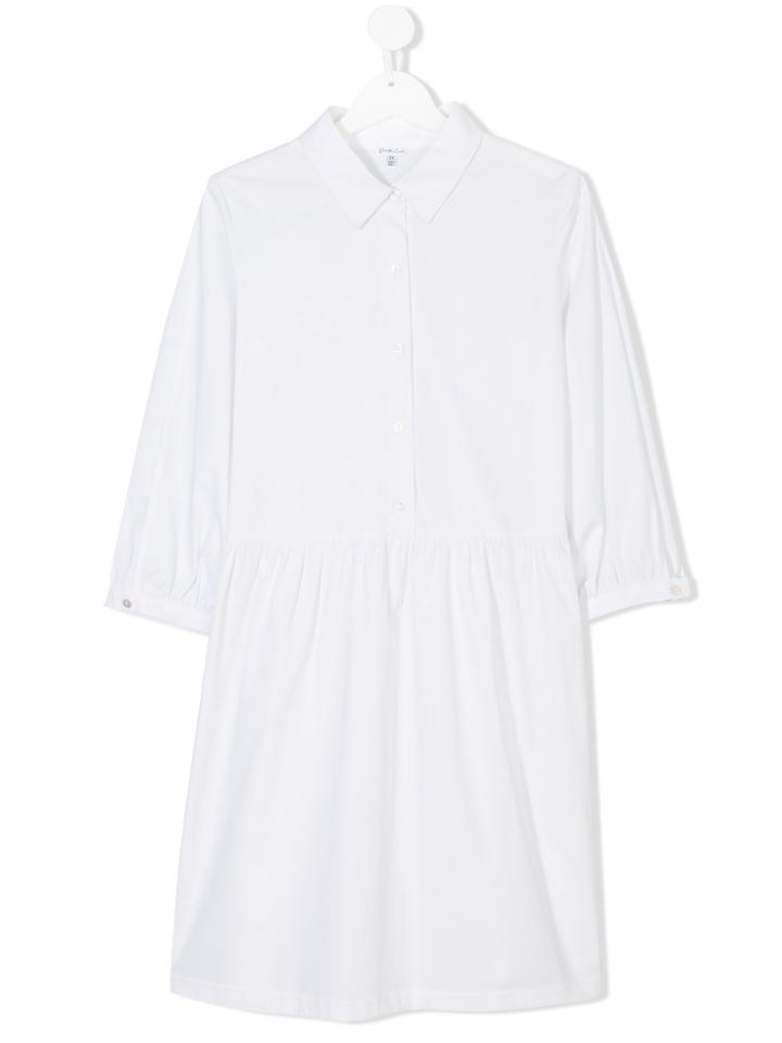 Piccola Ludo Teen Long Sleeve Shirt Dress - White