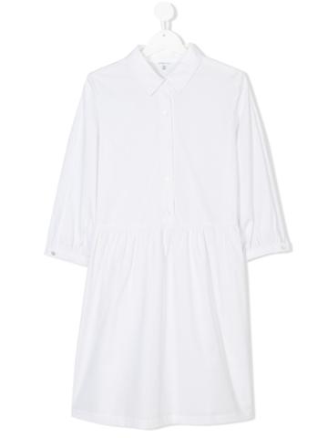 Piccola Ludo Teen Long Sleeve Shirt Dress - White