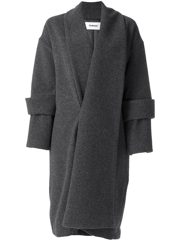 Chalayan Double Cuff Long Coat - Grey