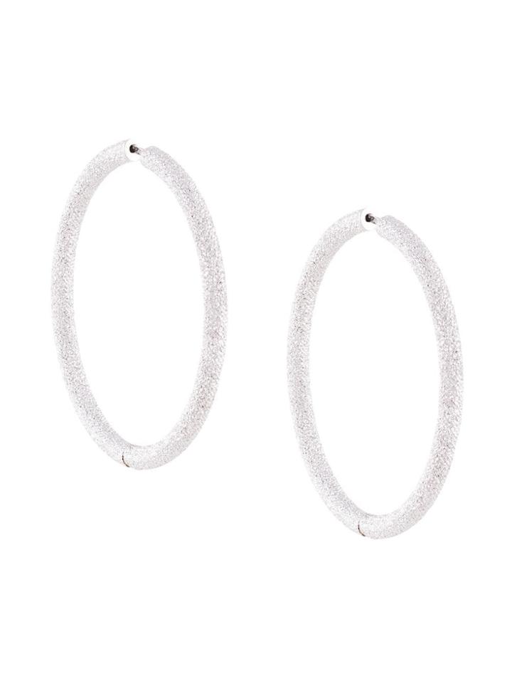 Carolina Bucci Florentine Finish Large Hoop Earrings - Silver