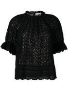 Ulla Johnson Perforated Floral Blouse - Black