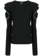 Karl Lagerfeld Ruffle Sleeve Sweater - Black