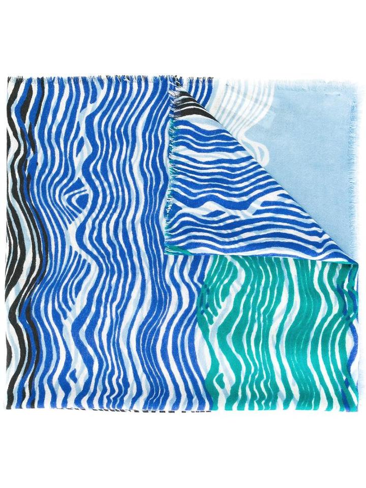 Diane Von Furstenberg 'new Wave' Pattern Scarf, Women's, Blue, Cashmere