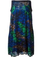 Sacai Fern Print Shift Dress, Women's, Size: 2, Blue, Cupro/rayon/cotton/polyester