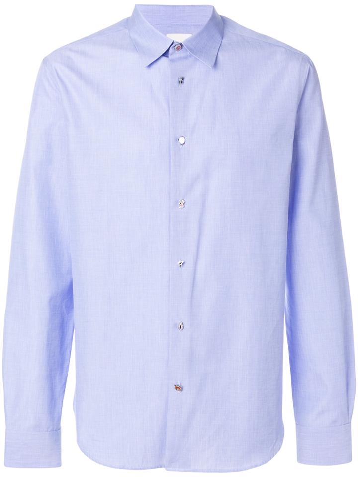 Paul Smith Charm Button Long Sleeve Shirt - Blue