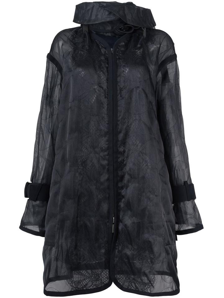 Sacai Transparent Coat, Women's, Size: 2, Black, Cotton/nylon/polyester