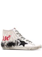 Golden Goose Feather Trim Hi-top Sneakers - White