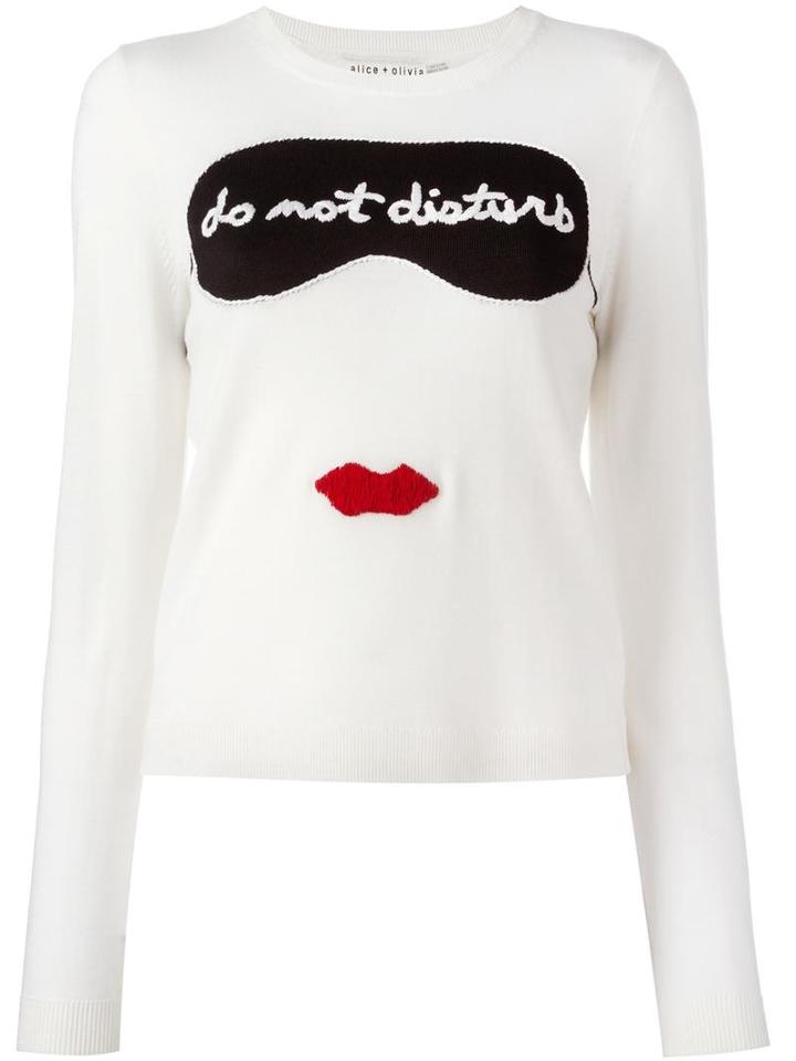 Alice+olivia 'do Not Disturb' Jumper, Women's, Size: Xs, White, Wool/viscose/spandex/elastane/nylon