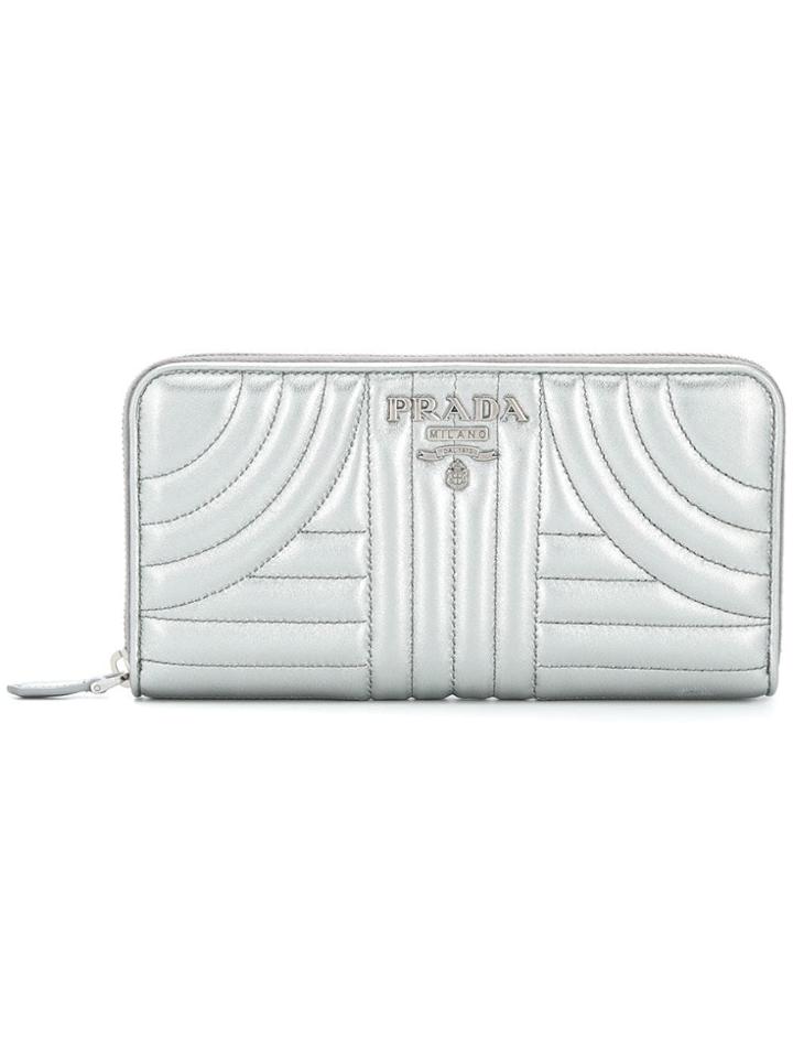 Prada Diagramme Zip Wallet - Metallic