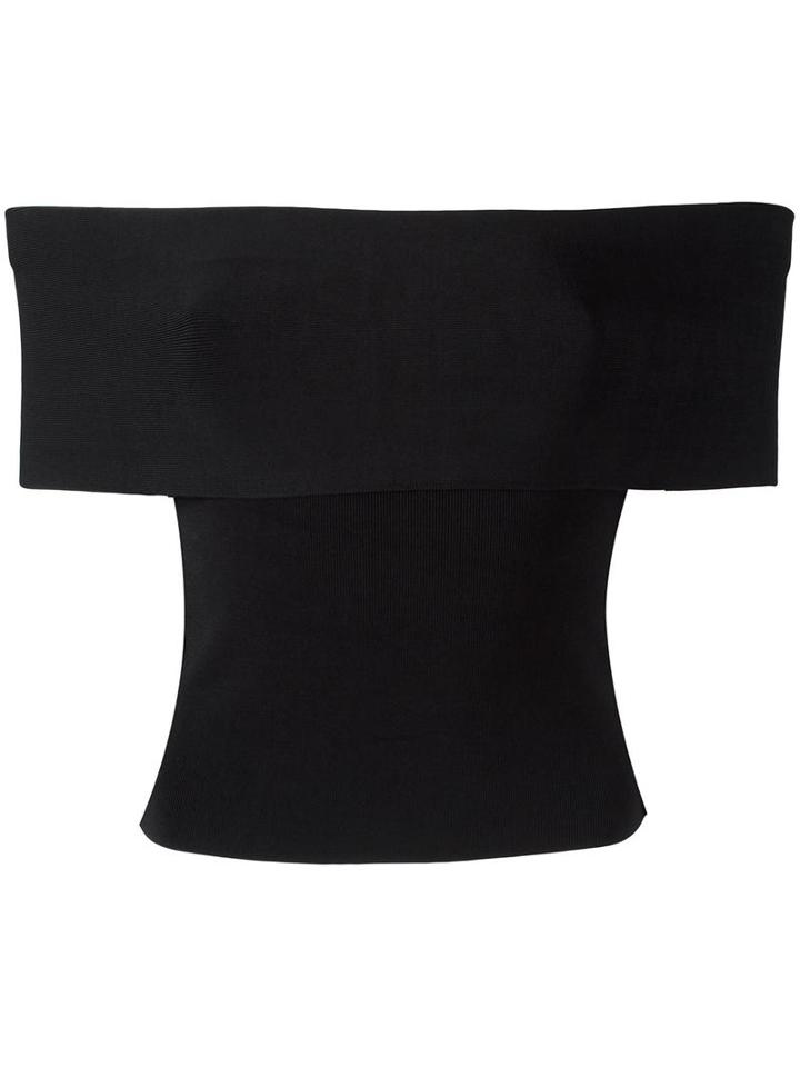 T By Alexander Wang Bardot Cropped Top, Women's, Size: Medium, Black, Rayon/nylon/spandex/elastane