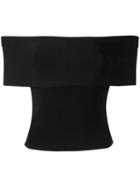 T By Alexander Wang Bardot Cropped Top, Women's, Size: Medium, Black, Rayon/nylon/spandex/elastane