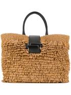 Tod's Fringed Straw Tote - Neutrals