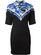 Roberto Cavalli Printed Panel Polo Dress, Women's, Size: 42, Black, Silk/rayon