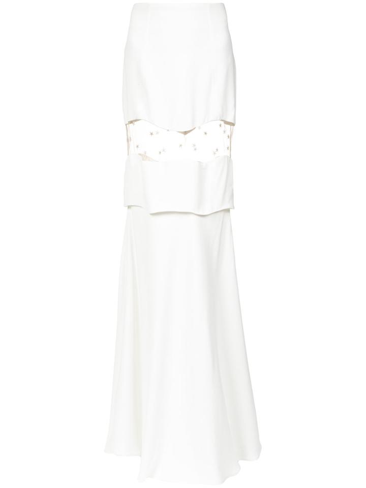 Andrea Bogosian Sheer Panel Maxi Skirt - White