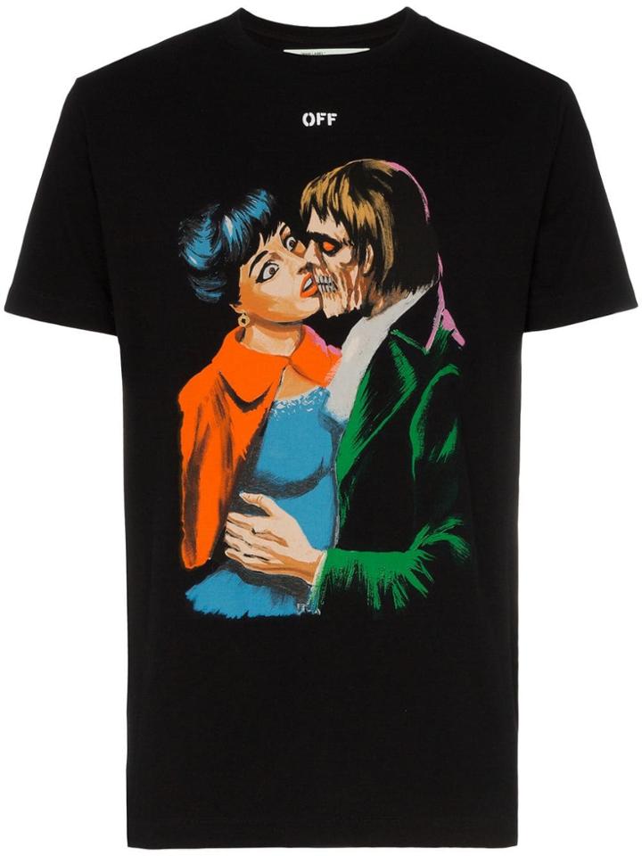 Off-white Kiss Graphic Print Cotton T-shirt - Black