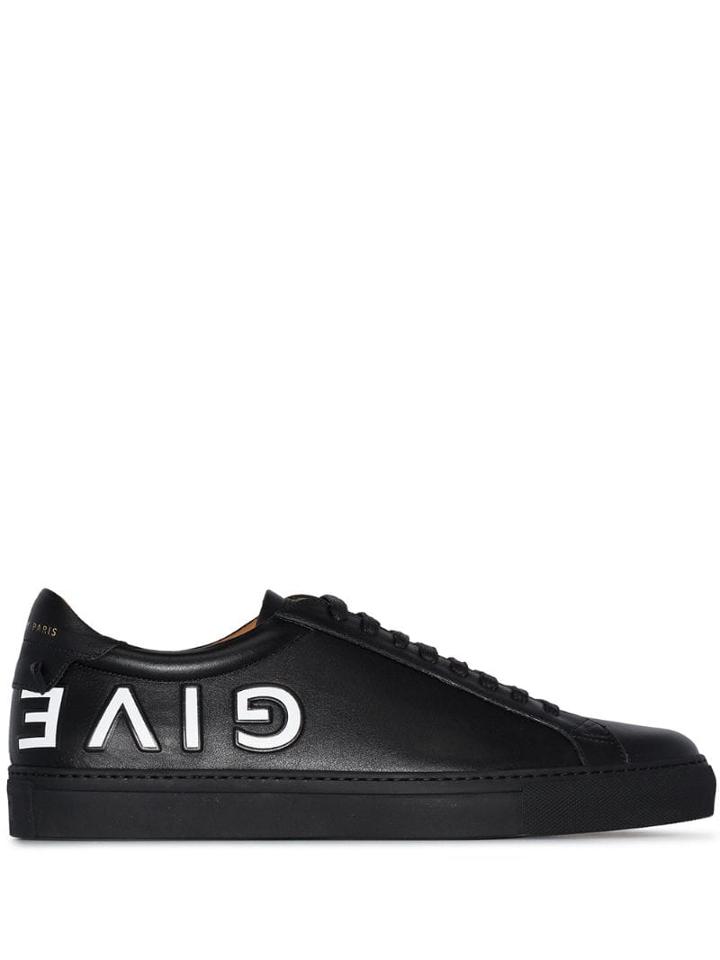 Givenchy Black Reverse Logo Leather Sneakers