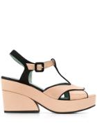 Paola D'arcano Bicolour Platform Sandals - Neutrals