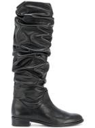 Stuart Weitzman Scrunchy Flat Boots - Black