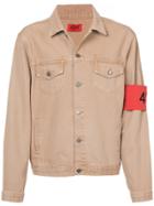 424 Fairfax Zipped Sleeve Denim Jacket - Nude & Neutrals