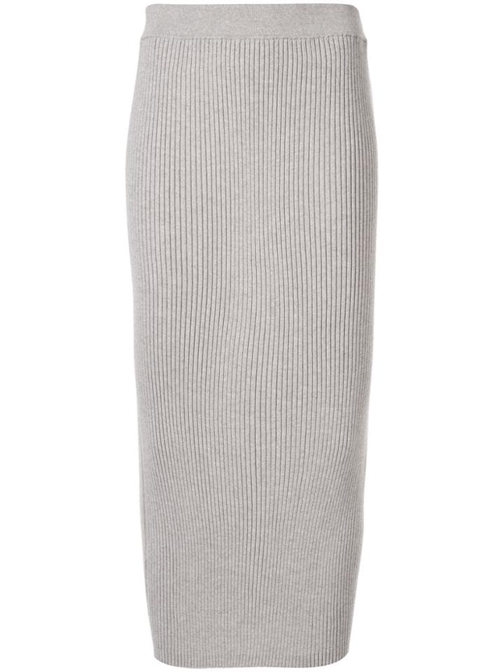 Tomorrowland Ribbed-knit Midi Skirt - Neutrals