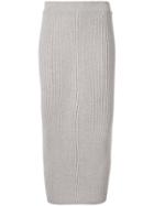Tomorrowland Ribbed-knit Midi Skirt - Neutrals