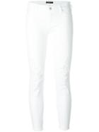 7 For All Mankind Ripped Knee Skinny Jeans, Women's, Size: 26, White, Cotton/polyester/spandex/elastane