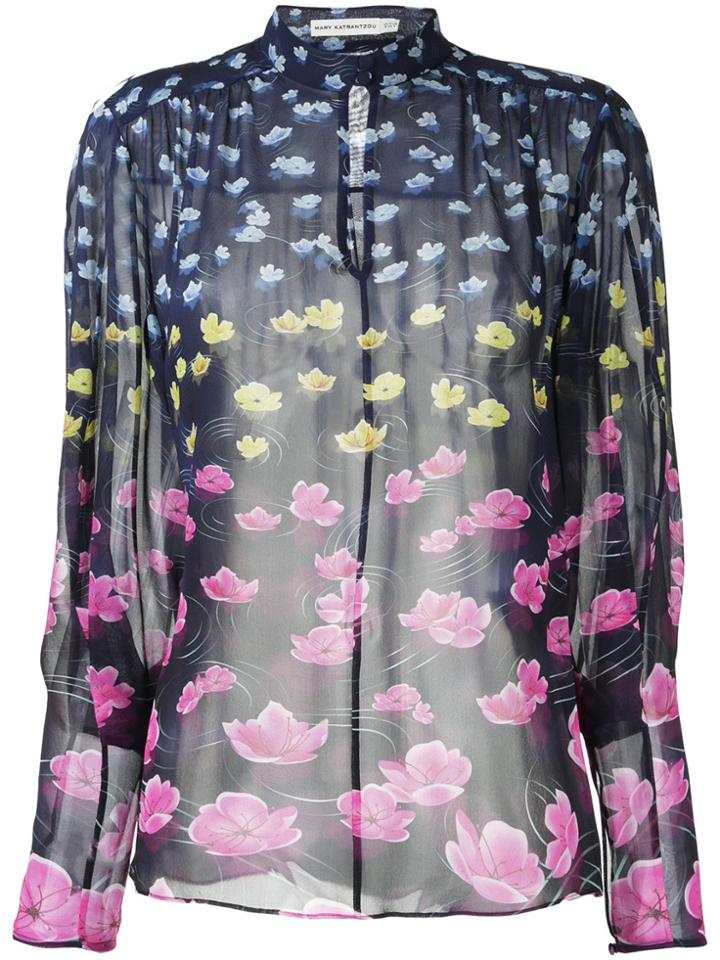 Mary Katrantzou Rainbow Lily Print Blouse - Blue