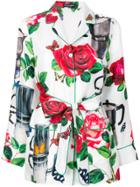 Dolce & Gabbana Coffee Pot Print Belted Shirt - Multicolour