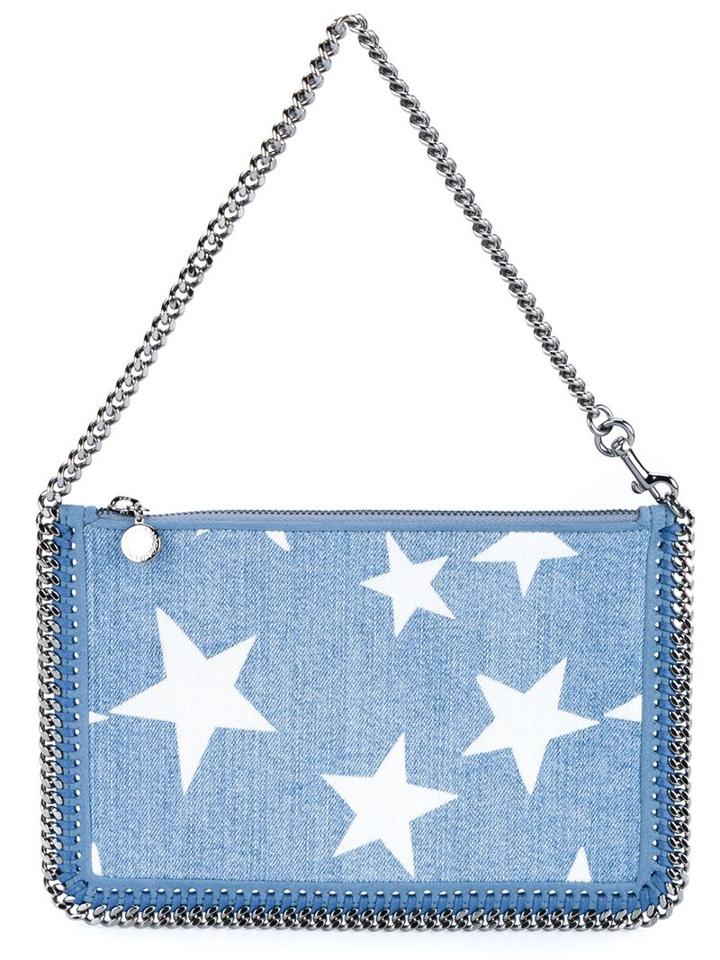 Stella Mccartney Falabella Star Embroidered Denim Pouch