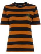 Ganni Everman Crystal Cactus Embellished Stripe Cotton T Shirt - Brown