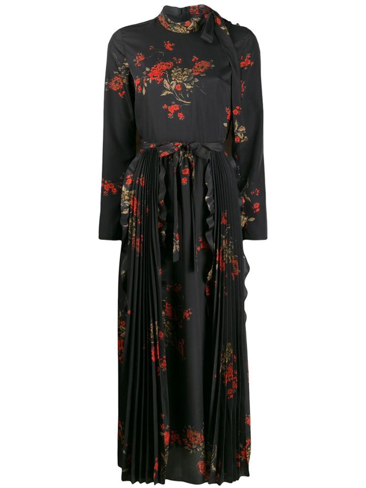Red Valentino Red(v) Floral Print Long Dress - Black