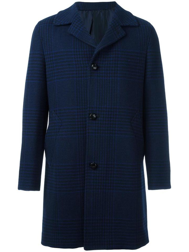 Mp Massimo Piombo Single Breasted Coat, Men's, Size: 50, Blue, Cupro/wool